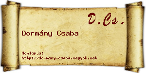 Dormány Csaba névjegykártya